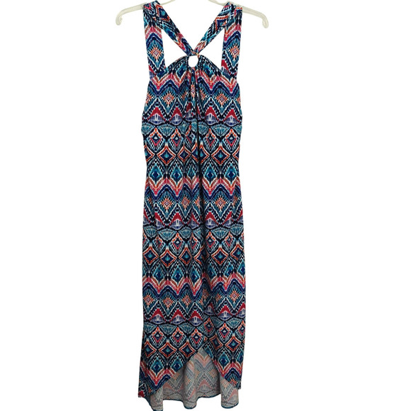 Tommy Bahama Prima Peacock Maxi Dress Size Small Stretch Ikat Halter Beach - Picture 2 of 7
